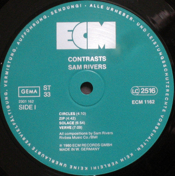 Sam Rivers - Contrasts (LP) [Germany] 1st (Near Mint (NM or M-))