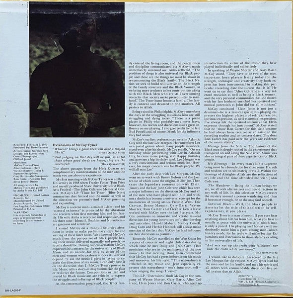 McCoy Tyner - Extensions (LP) [US] 1st (Very Good Plus (VG+))