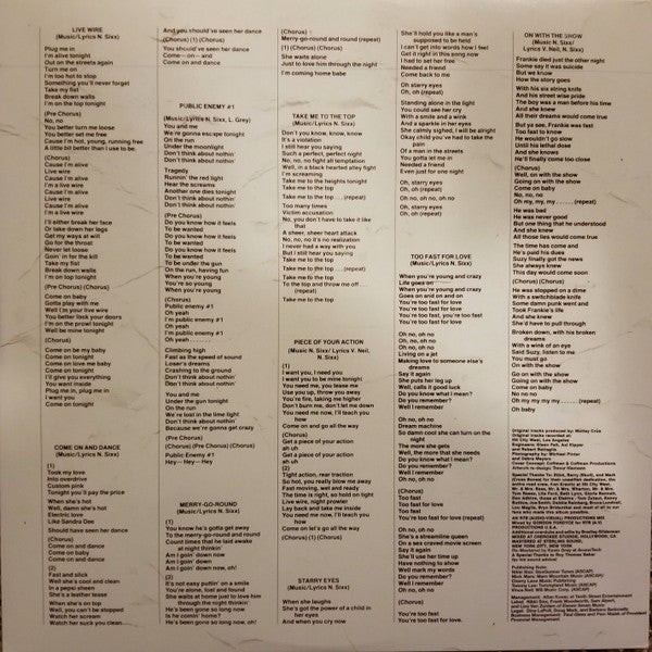 Mötley Crüe - Too Fast For Love (LP) [US] 2018 RP