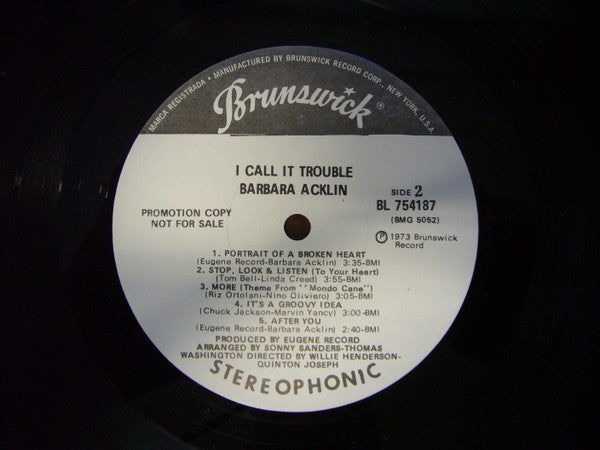 Barbara Acklin - I Call It Trouble (LP) [US] 1st (Very Good Plus (VG+))