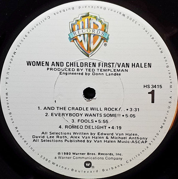 "Women And Children First" 1980 Vintage Vinyl LP (Original US Press)