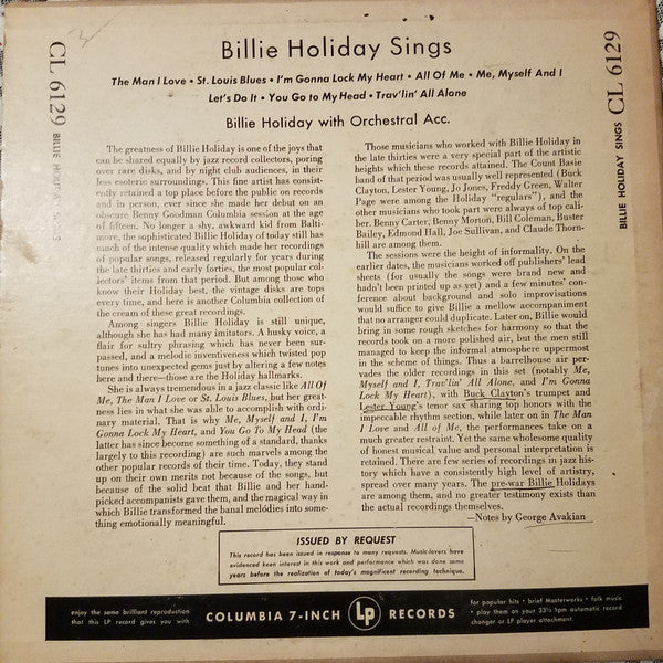 Billie Holiday Sings (1950 10" Compilation)