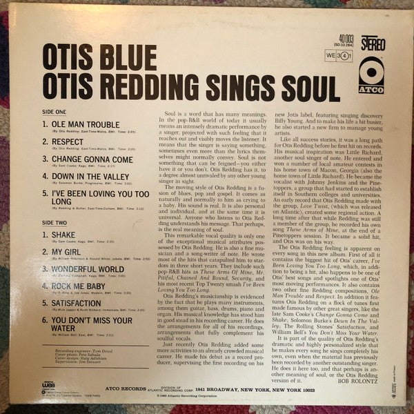 Otis Blue / Otis Redding Sings Soul (1980s French Press)