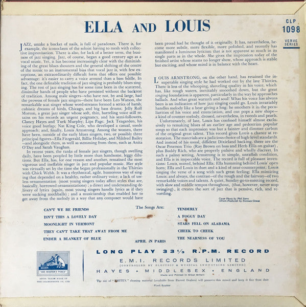 "Ella And Louis" 1963 Vintage Vinyl LP (UK MONO Press)