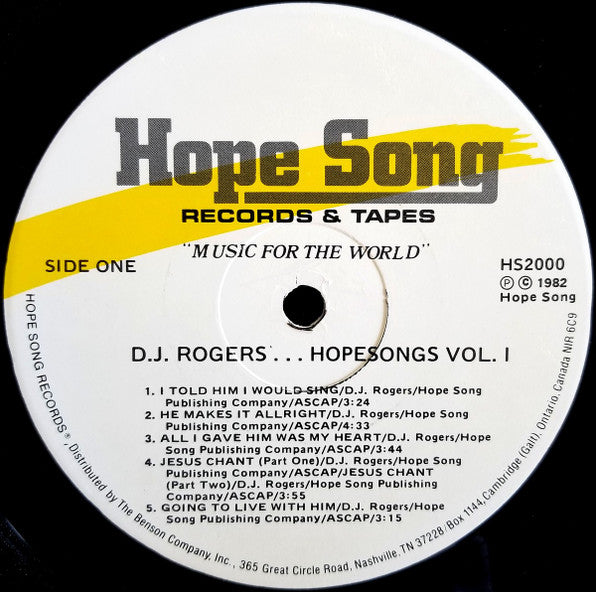 Hope Songs Vol. I (1982 US Press)