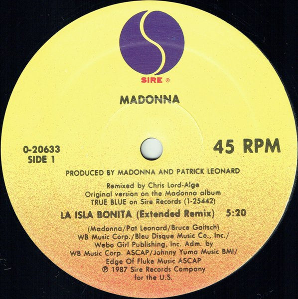 La Isla Bonita (1987 12" Maxi-single)