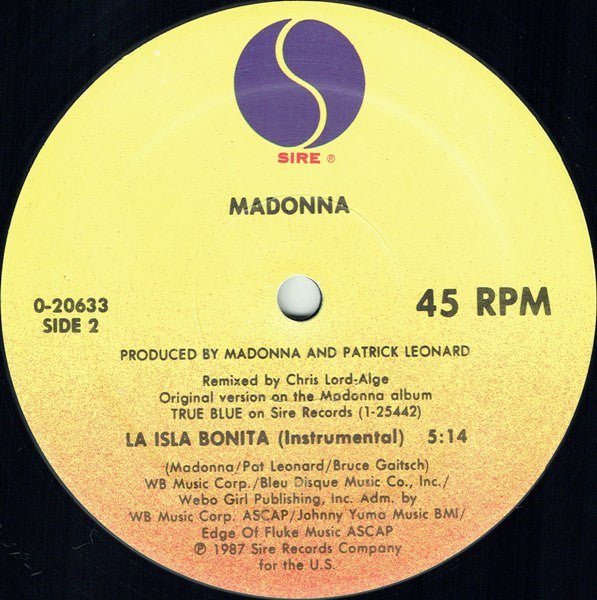 La Isla Bonita (1987 12" Maxi-single)