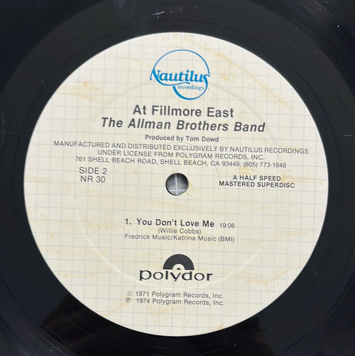 The Allman Brothers Band At Fillmore East (1982 2xLP Half-Speed)