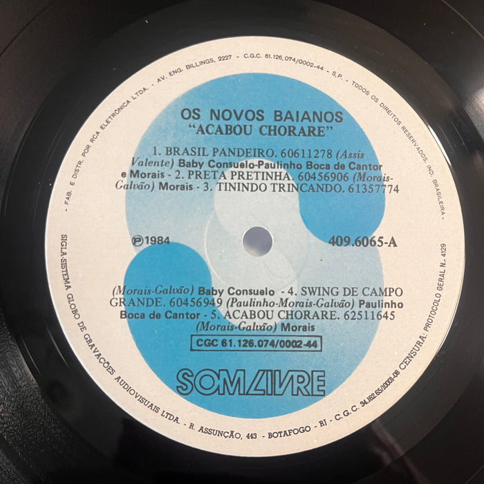 "Acabou Chorare" 1984 Brazilian Vintage Vinyl LP