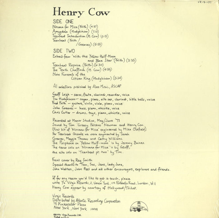 Henry Cow (SEALED, Vintage)