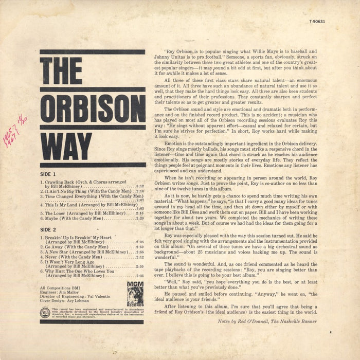 The Orbison Way (1965 Press)