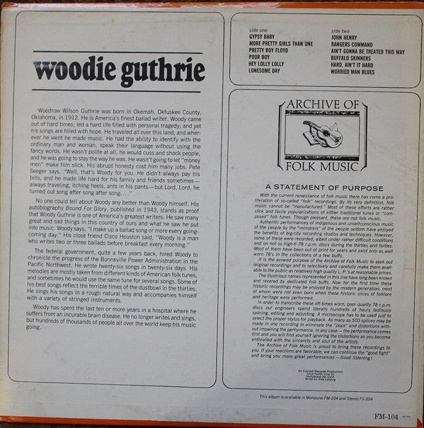Woodie Guthrie (1965, US Press)