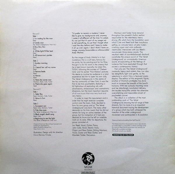 Andy Warhol's Velvet Underground Featuring Nico (1971, UK Gatefold)