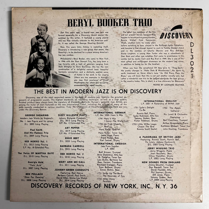 Beryl Booker Trio (1953 10")