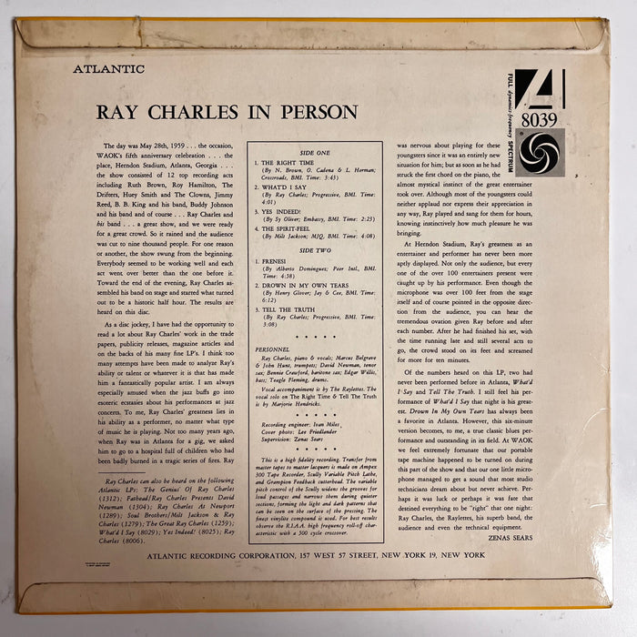 Ray Charles In Person (1960 Danish Press)